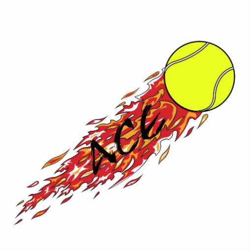Ace Tennis Ball On Fire Flames Cut Out