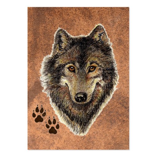 ACEO ATC Original Watercolor Grey Wolf Business Card Template (front side)