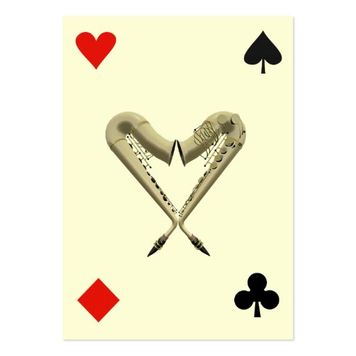 ACEO ATC Saxophones of Hearts Diamond, Spade, Club Business Card Template (front side)
