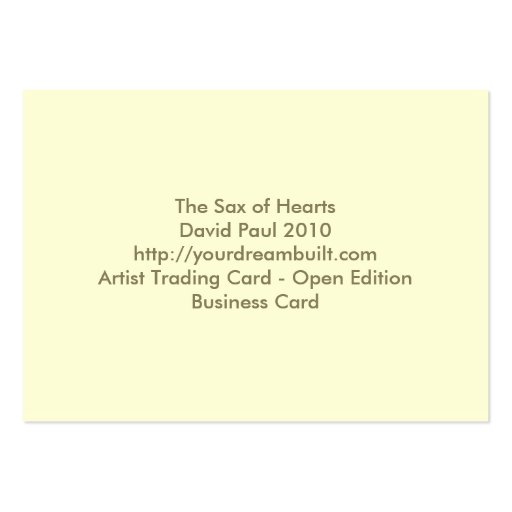 ACEO ATC Saxophones of Hearts Diamond, Spade, Club Business Card Template (back side)