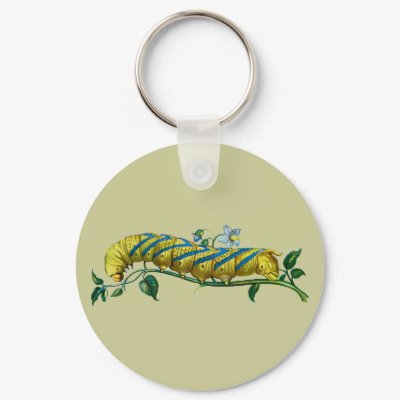 Acherontia atropos caterpillar key chain by FlutterByButterfly