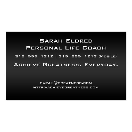 Achieve Greatness Professional Business Card (back side)