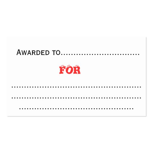 Achievement Award Card Business Card Templates (back side)