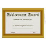 Achievement Award  With Gold Edges cards