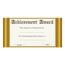 Achievement Award  With Gold Edges Photo Card Template