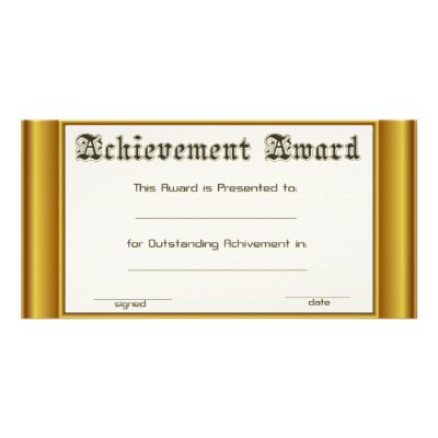 Achievement Award  With Gold Edges Photo Card Template by ClippertyClack