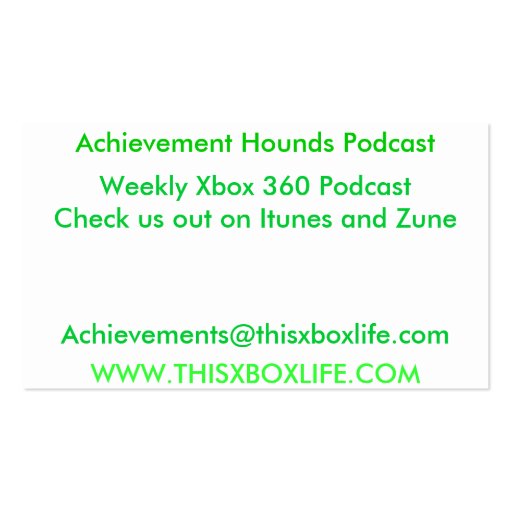 Achievementhounds Business Card (back side)