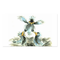 Achieving Lift, Sumi-e Birds Rectangular Sticker
