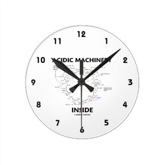 Acidic Machinery Inside (Krebs Citric Acid Cycle) Round Wallclocks