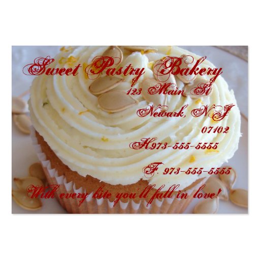 Acorn squash cupcake business card (front side)