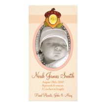 Acorn Woodland Birth Announcement Custom Photo Card