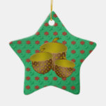 Acorns ornament green snowflake background