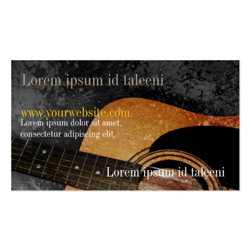 Acoustic Grunge Guitar Music Business card (back side)
