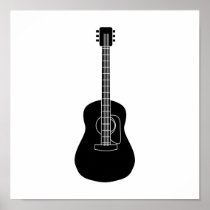 Acoustic Guitar Black Print
