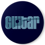 Acoustic Guitar Blue Pinback Button