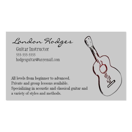 Acoustic Guitar Business Card Template (front side)