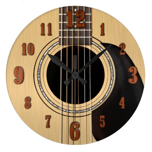 Acoustic Guitar Clock w/ Numbers Zazzle