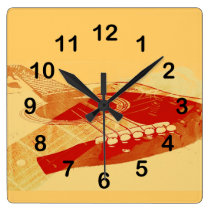 Acoustic guitar collage wall clocks
