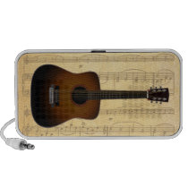 Acoustic Guitar Dark Wood On Old Music Manuscript Mp3 Speakers at  Zazzle