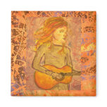 acoustic guitar drawing orange drip fridge magnet