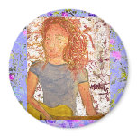 acoustic guitar drip art fridge magnet