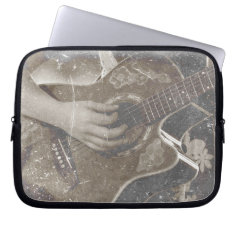 acoustic guitar female hand music grunge sepia computer sleeves