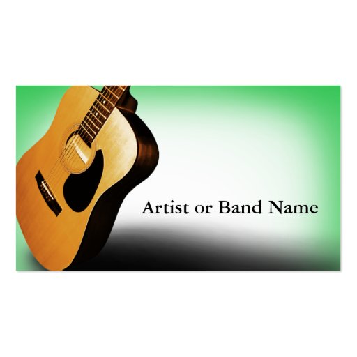 Acoustic Guitar Green Artist Business Cards