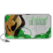 Acoustic Guitar Green Expressions Doodle Speakers speakers