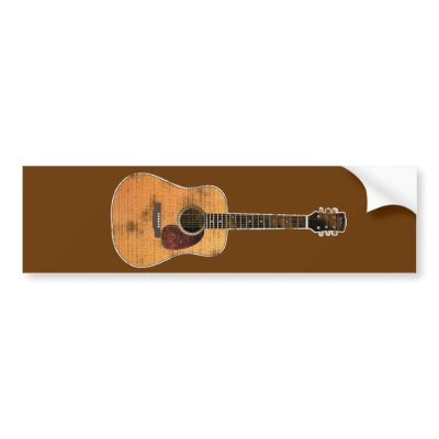 Acoustic Guitar horizontal (distressed) Bumper Sticker by tshirtypoo