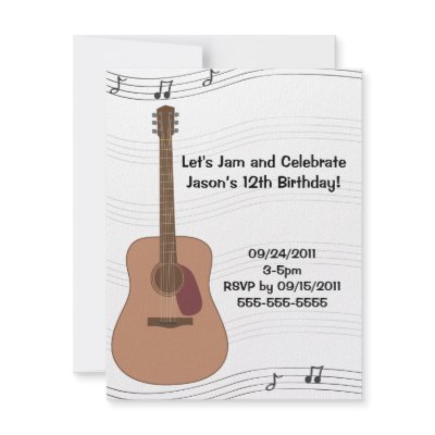 Acoustic Guitar Illustration Birthday Invitation by dotmaestudios