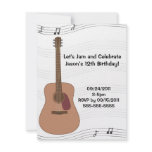 Acoustic Guitar Illustration Birthday Invitation