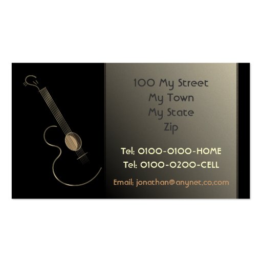 Acoustic Guitar Logo Business Card Template (back side)