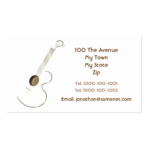Acoustic Guitar Logo Business Card Template (back side)