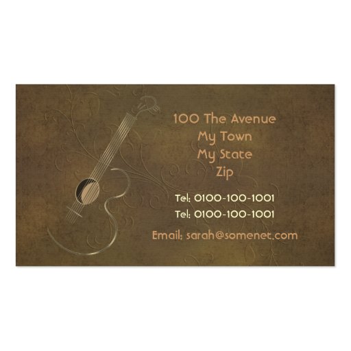 Acoustic Guitar Logo Business Cards (back side)