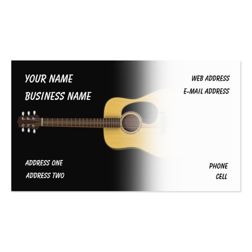 Acoustic Guitar - Music Business Card (front side)