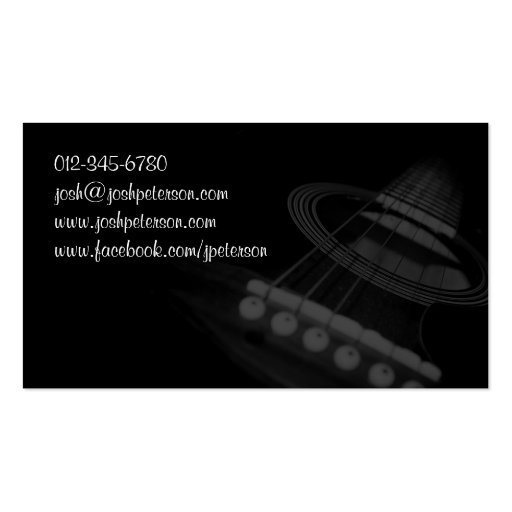 Acoustic Guitar Musician Brown Business Card (back side)