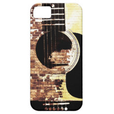 acoustic guitar on brick collage iPhone 5 cover