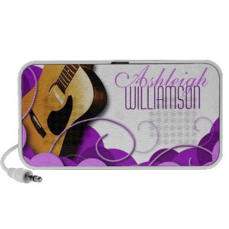Acoustic Guitar Purple Expressions Doodle Speakers