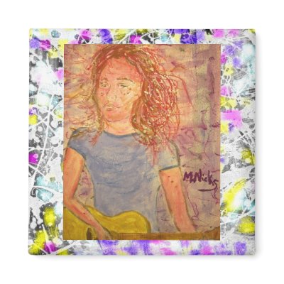 acoustic guitar sand sketch drip magnets by folkrockartist