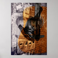 acoustic guitar urban collage posters