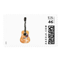 Acoustic Guitar vertical distressed Postage Stamp