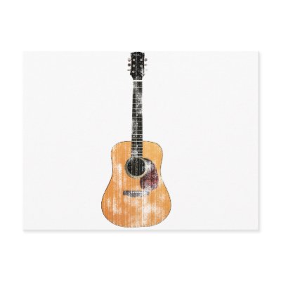 Acoustic Guitar vertical distressed Post Card by tshirtypoo