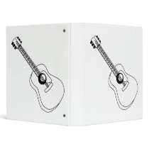 Acoustic Guitar White Outline Guitar Graphic Vinyl Binder
