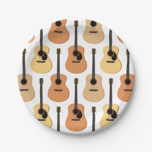 Acoustic Guitars Pattern Paper Plate Zazzle