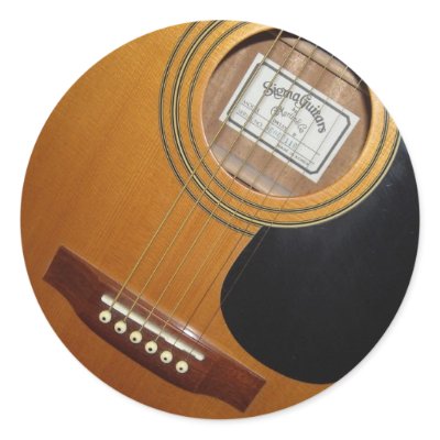 Acoustic Guitars Round Stickers by seashell2