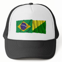 Acre & Brazil Waving Flags hats by Vexillophile Acre & Brazil Waving Flags hats