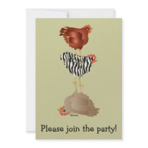 Acrobat chickens (hen party?) Invitation
