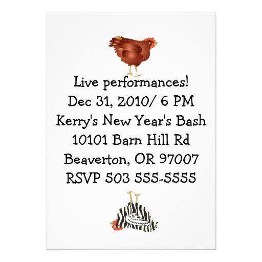 Acrobat chickens (hen party?) Invitation