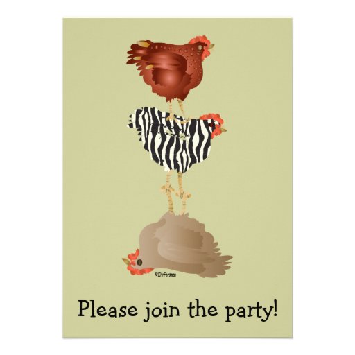Acrobat chickens (hen party?) Invitation