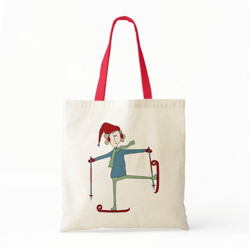 Acrobatic Skier Holiday Tote Bag by Melissa Hamilton